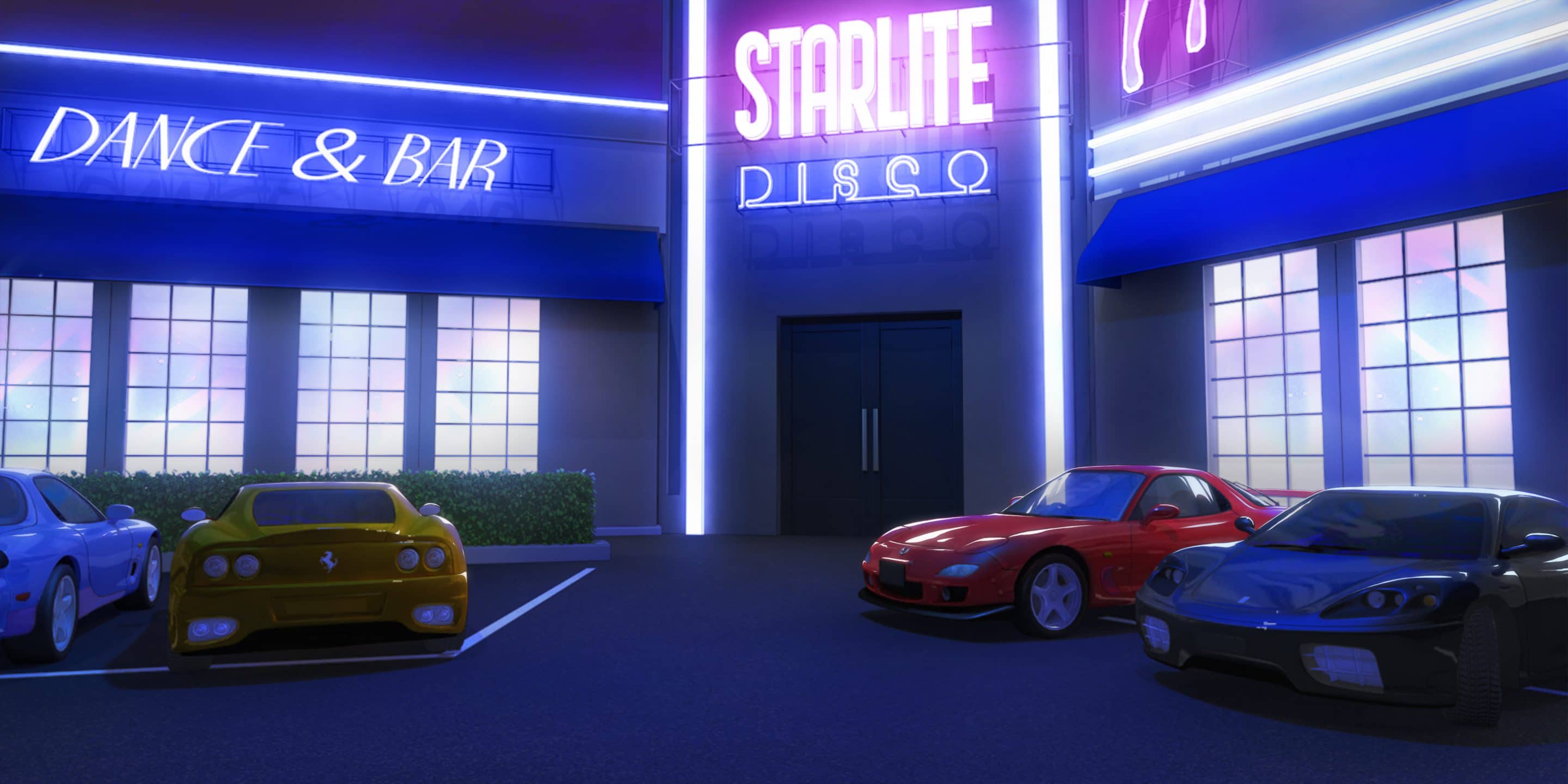 Image d'un parking de bar dans le jeu Is It Love