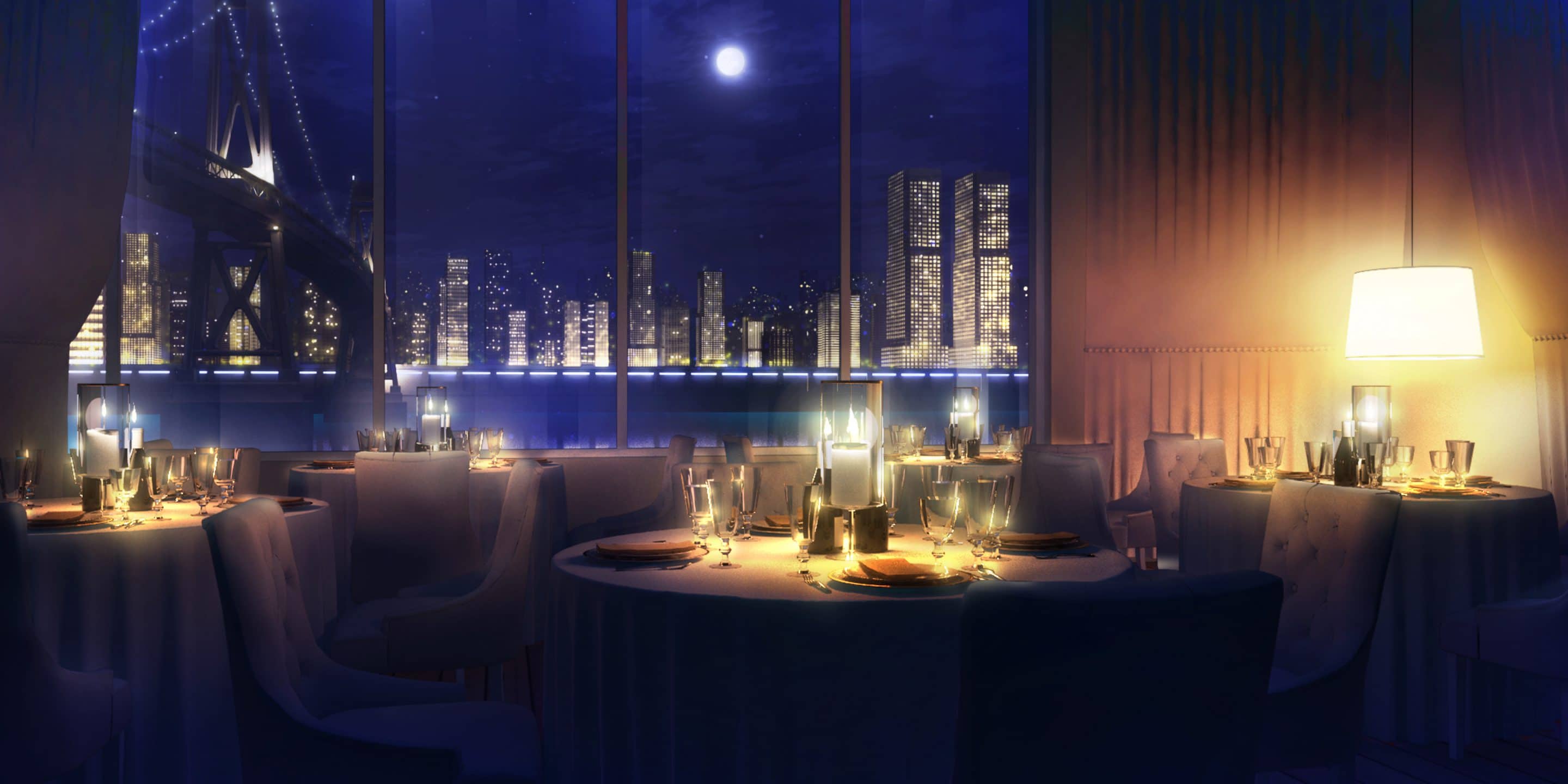 Un restaurant gastronomique dans le visual Novel Is It Love